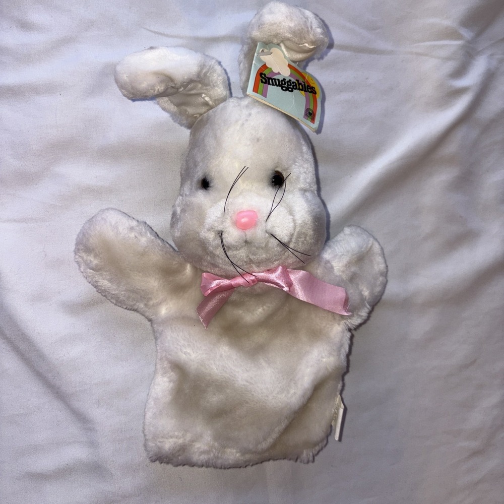 Vintage 1983 Snuggables Bunny Rabbit Puppet White